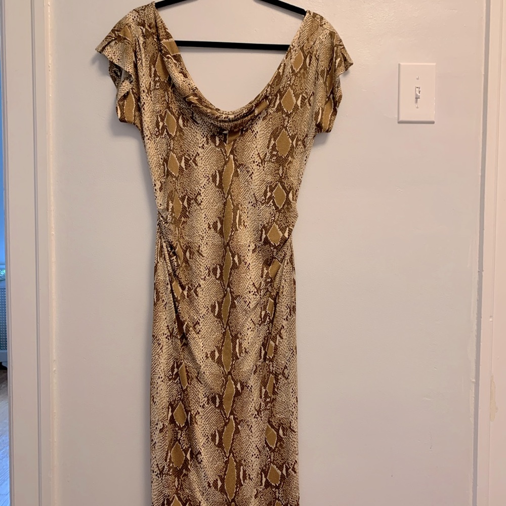 Diane Von Furstenburg Cowl Neck Snakeskin Dress